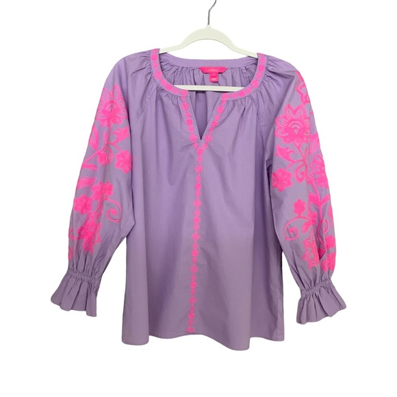 Lilly Pulitzer Embroidered Revina Tunic in Purple Iris Size S - Picture 2 of 5